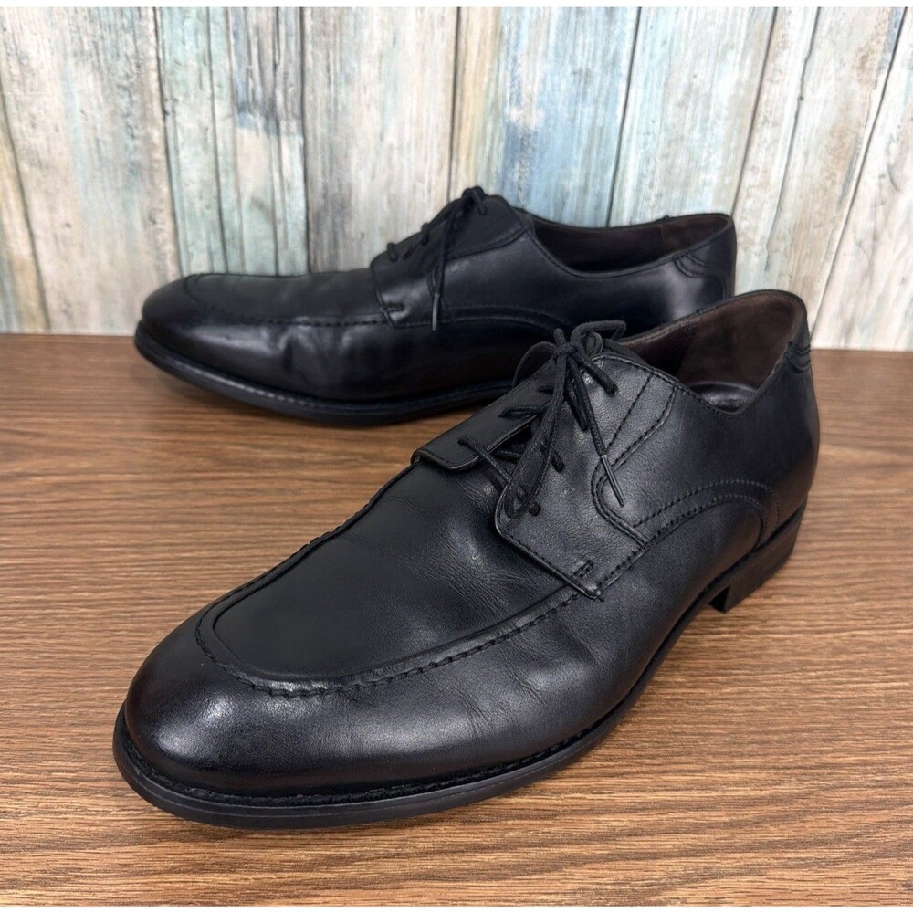 Johnston & Murphy Mens 8M Black Leather XC4 Waterproof Dual Width Oxford Shoes